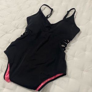 Pink/VS black one piece swimsuit